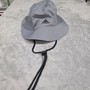 Adidas AEROREADY Wide Brim Bucket Hat Cap Gray Sun Fishing Hiking UPF 50